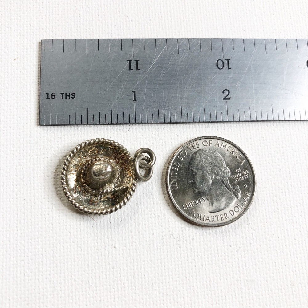 Sterling Silver Mexico Sombrero Hat Charm Pendant - Picture 7 of 7